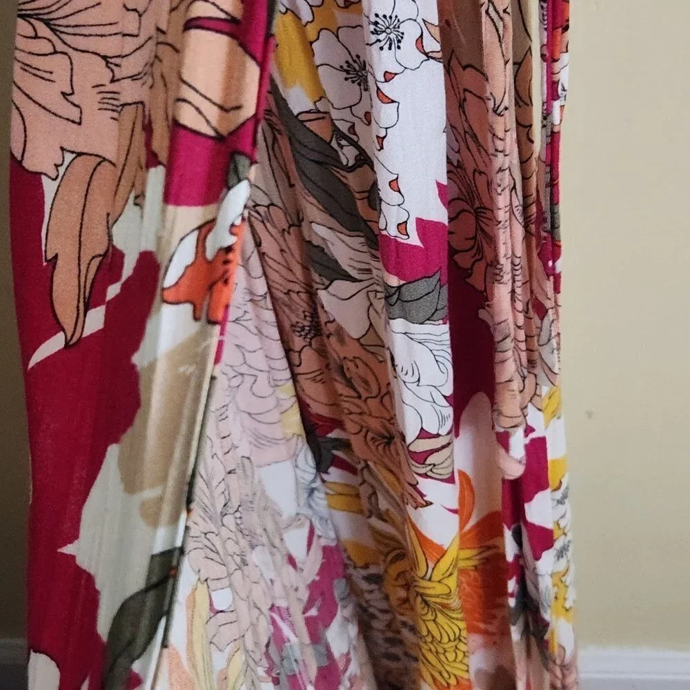 New York & Company Floral Cottagecore Faux Wrap Maxi Dress Size S
